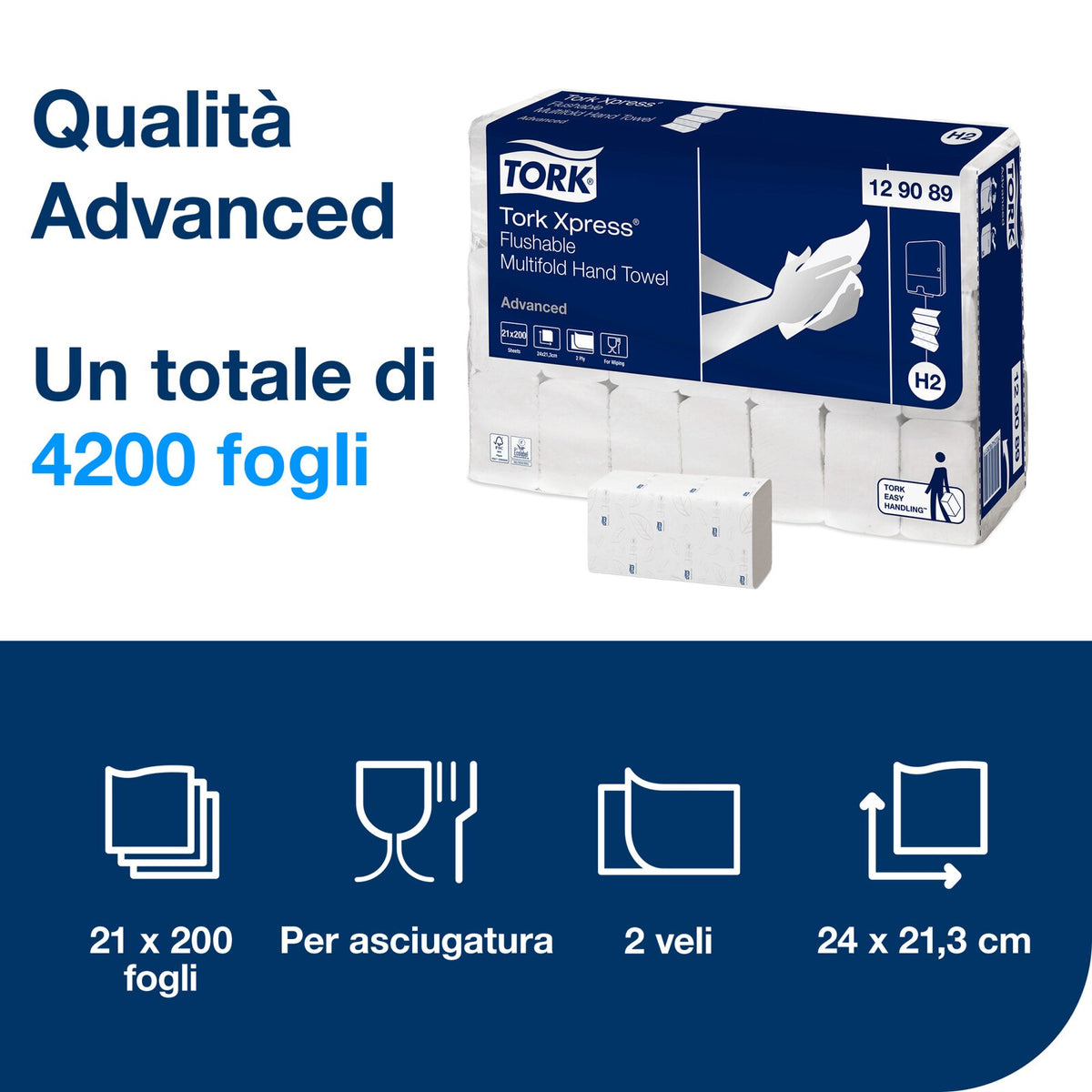 Tork Asciugamano H2 intercalato a "Z" 2V Bianco CF=4200PZ