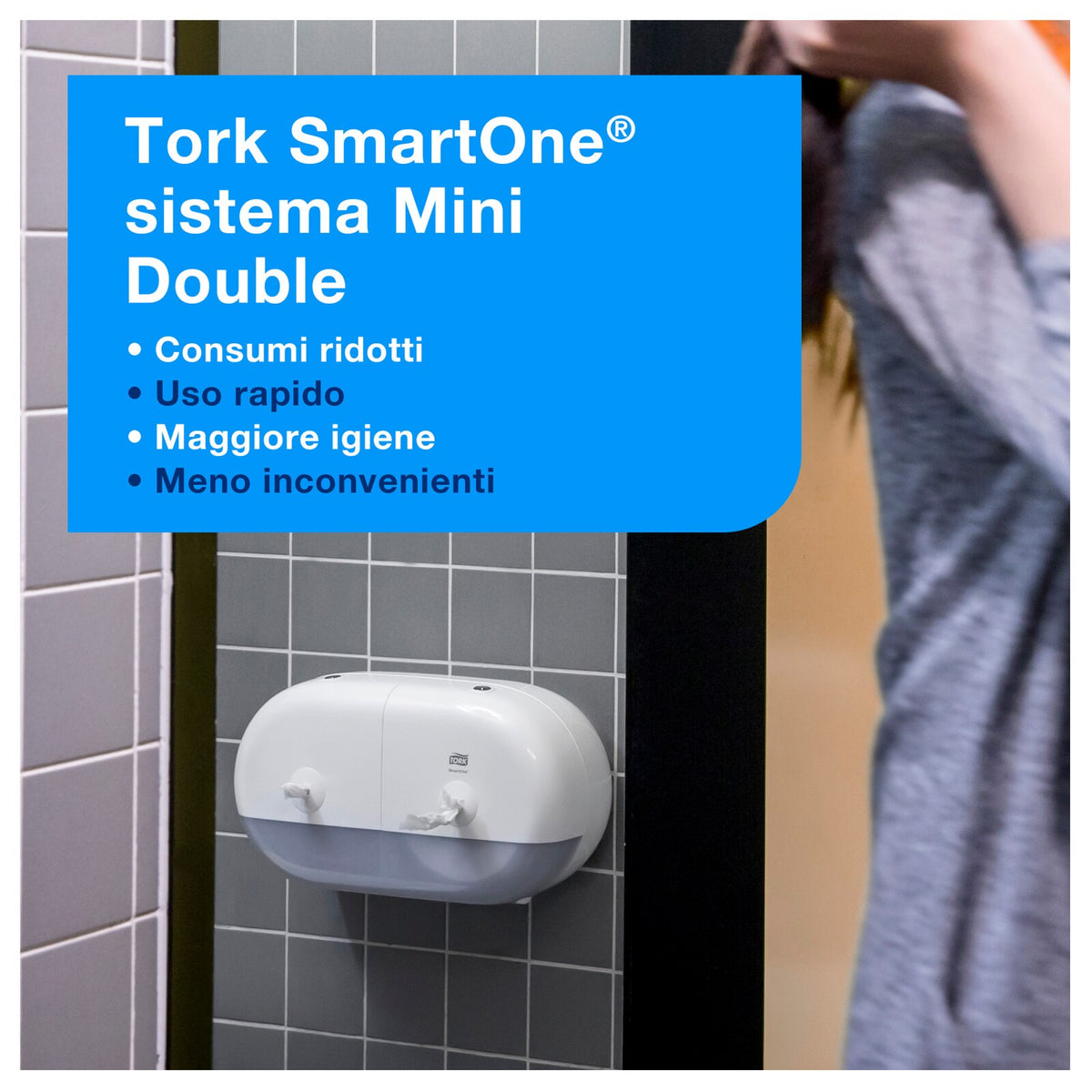 Tork Dispenser Carta Igienica T9 SmartOne Mini Double Bianco
