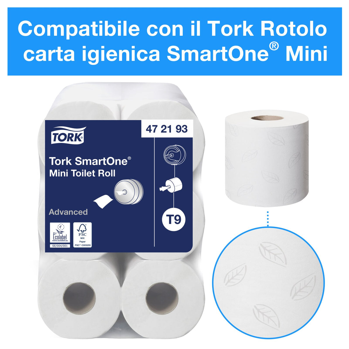 Tork Dispenser Carta Igienica T9 SmartOne Mini Double Nero