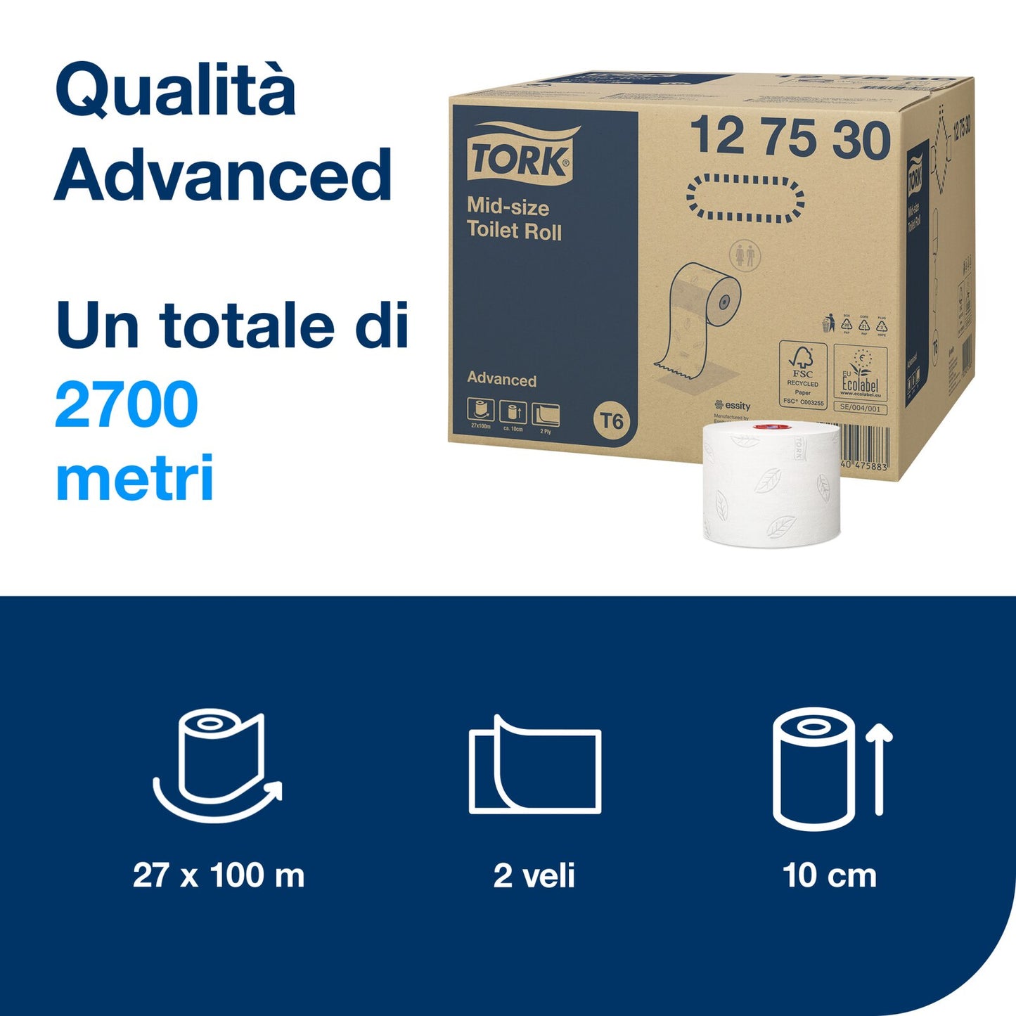 Tork Rotolo carta igienica Mid-Size bianca, T6