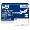 Tork Xpress®Asciugamani monouso intercalati Flushable idrosolubili, bianchi, H2, linea Advanced, 2 veli, piegati a Z, a dissoluzione rapida, 21 confezioni da 200 fogli, 129089