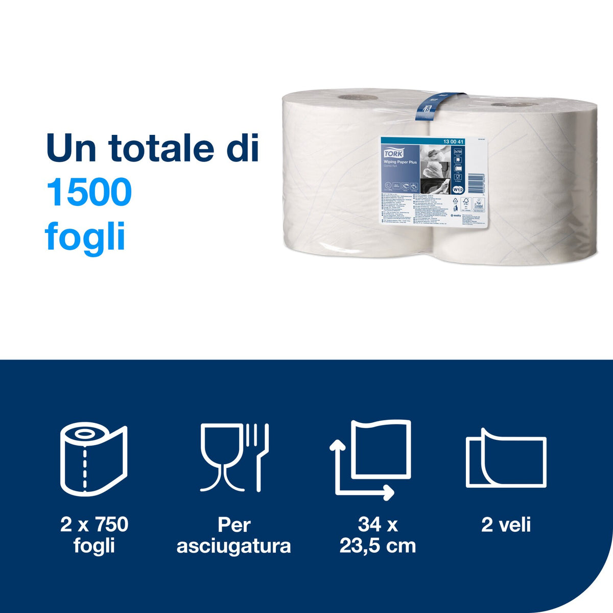 Tork Carta Plus per asciugatura bianca W1/2