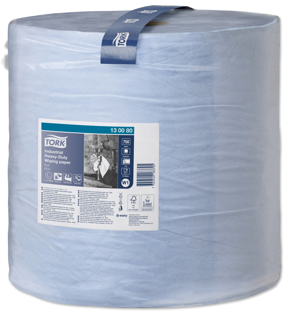 Tork Carta ultraresistente per asciugatura industriale blu W1