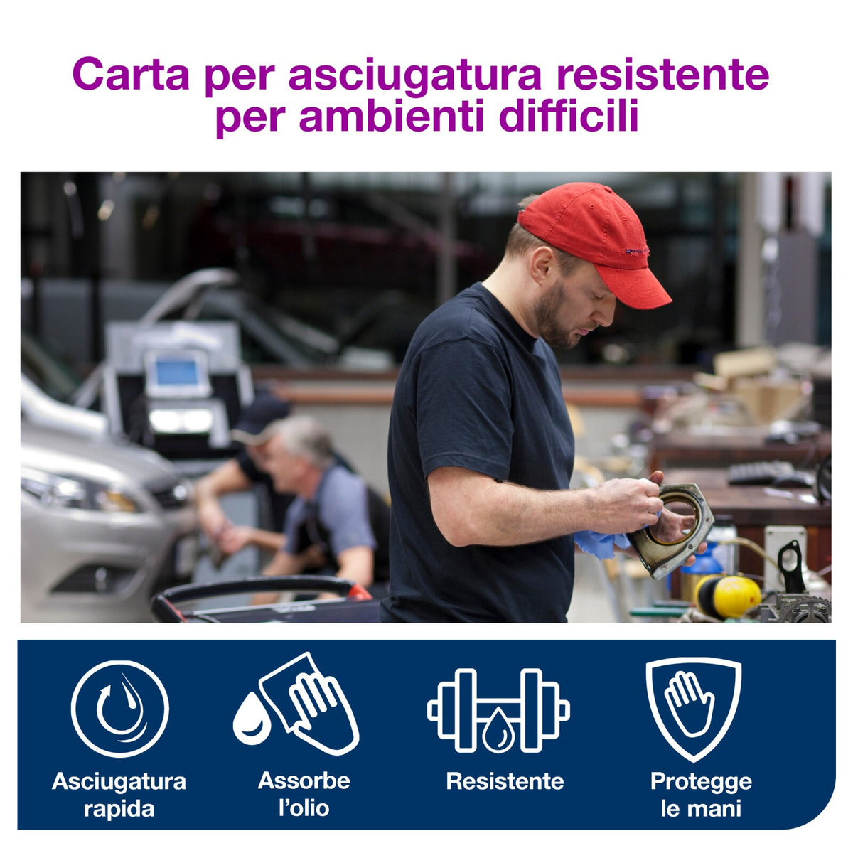 Tork Carta ultraresistente per asciugatura industriale blu W1/2