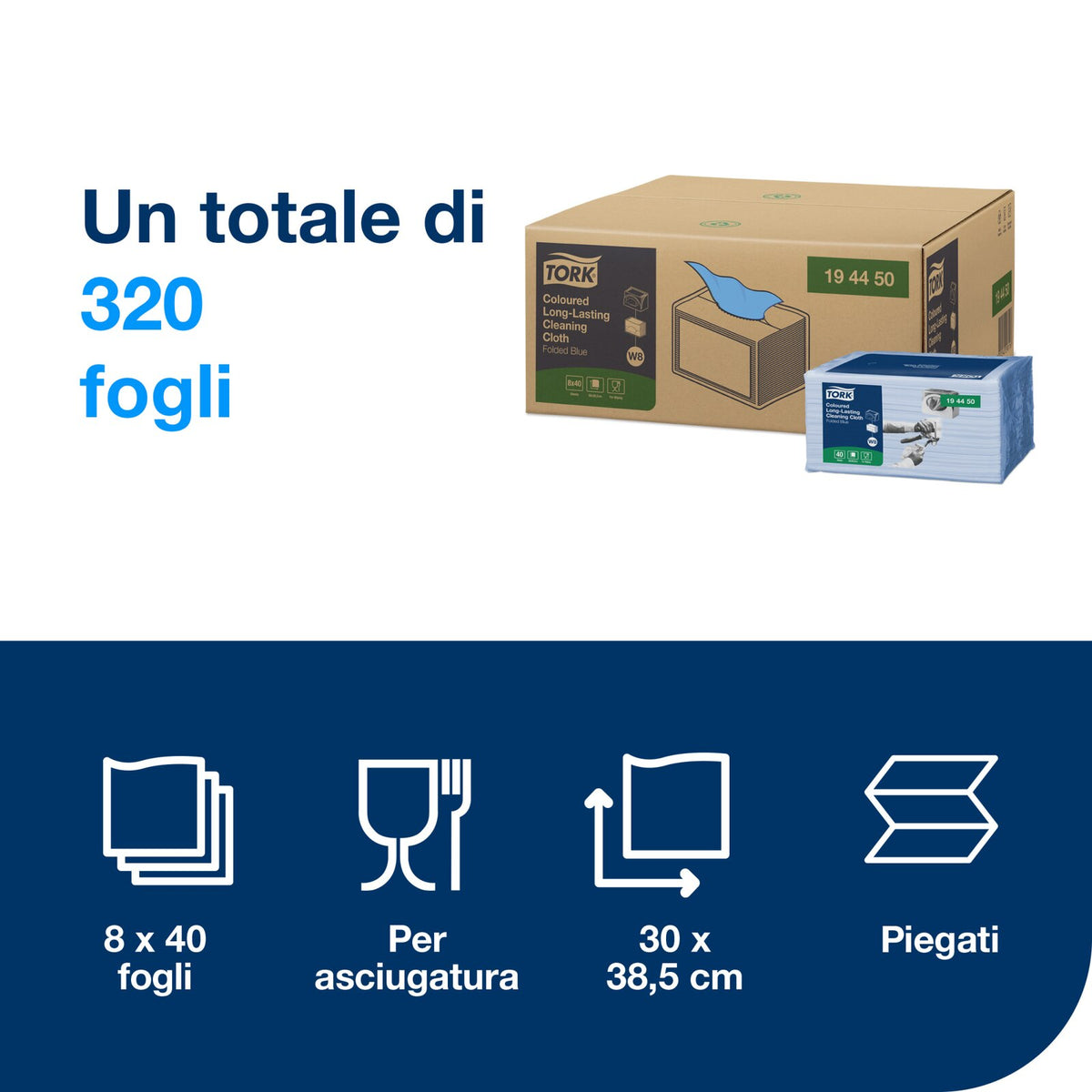 Tork Panni per pulizia a lunga durata blu W8