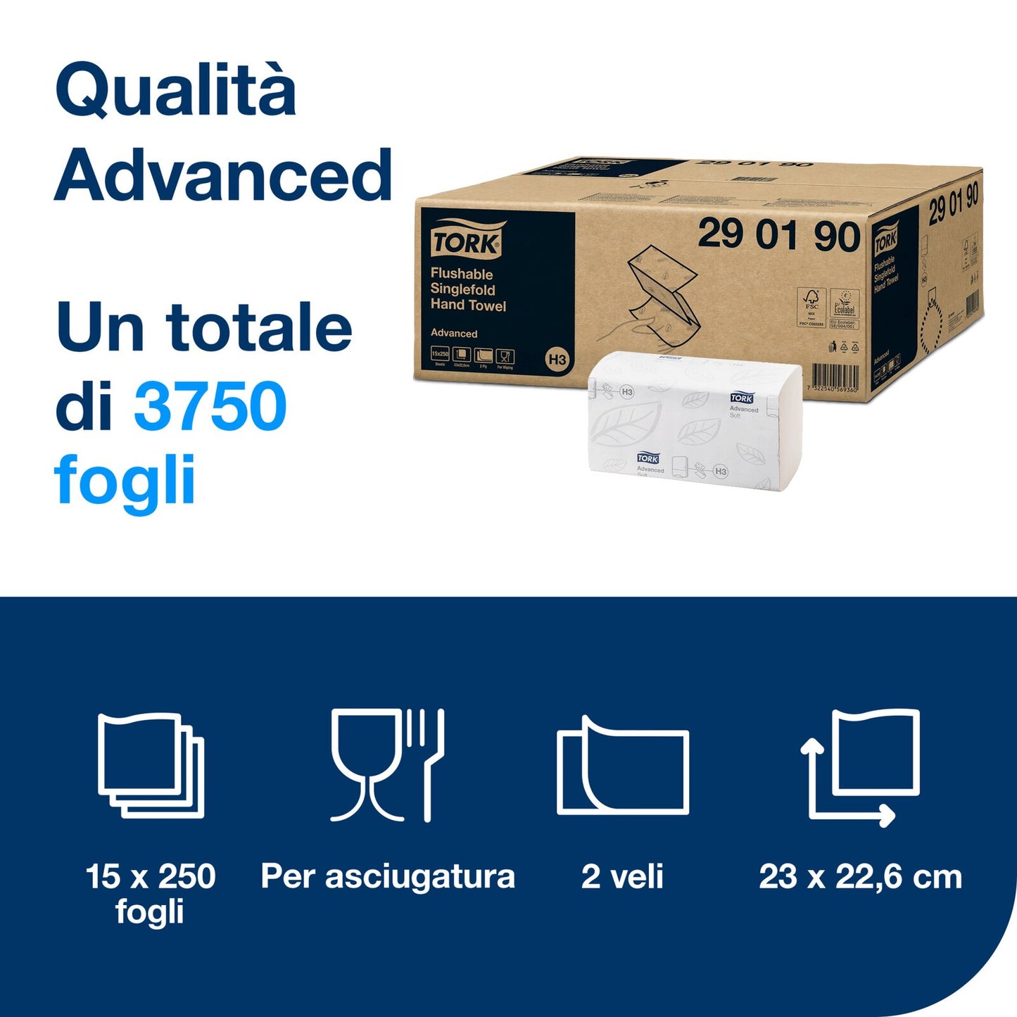 Tork Asciugamani piegati a V bianchi H3