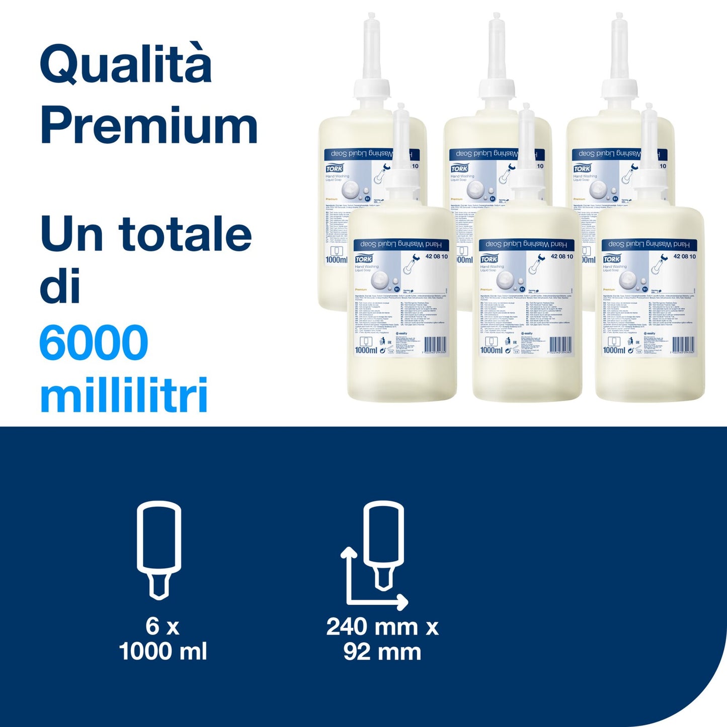 Tork Sapone Liquido per mani senza profumazione, S1/S11
