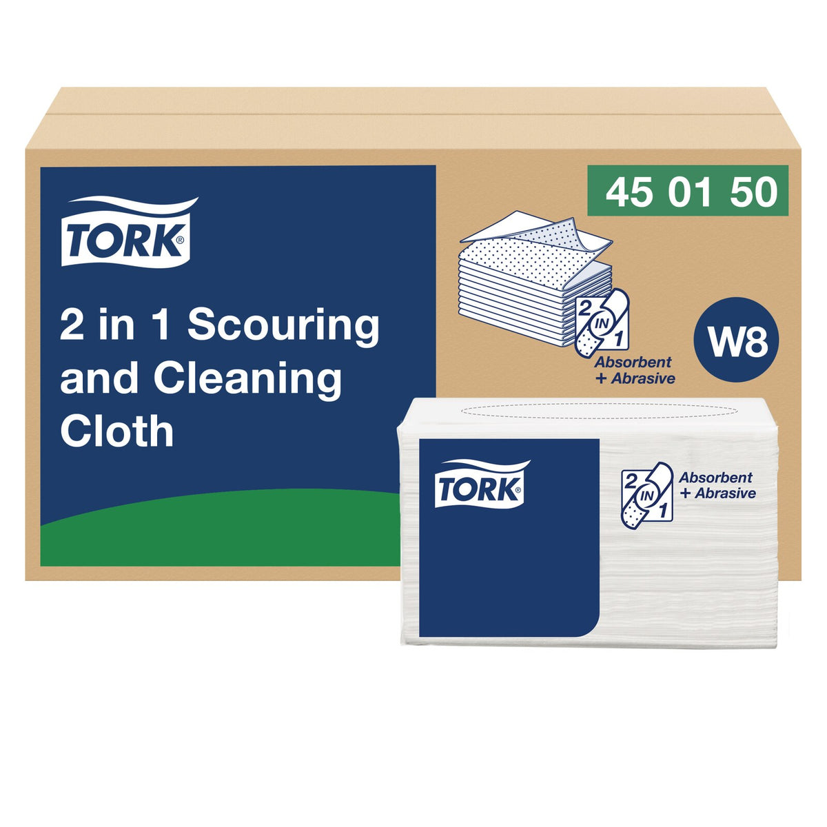 Tork Panno Abrasivo 2 in 1 per Pulizia W8 bianco