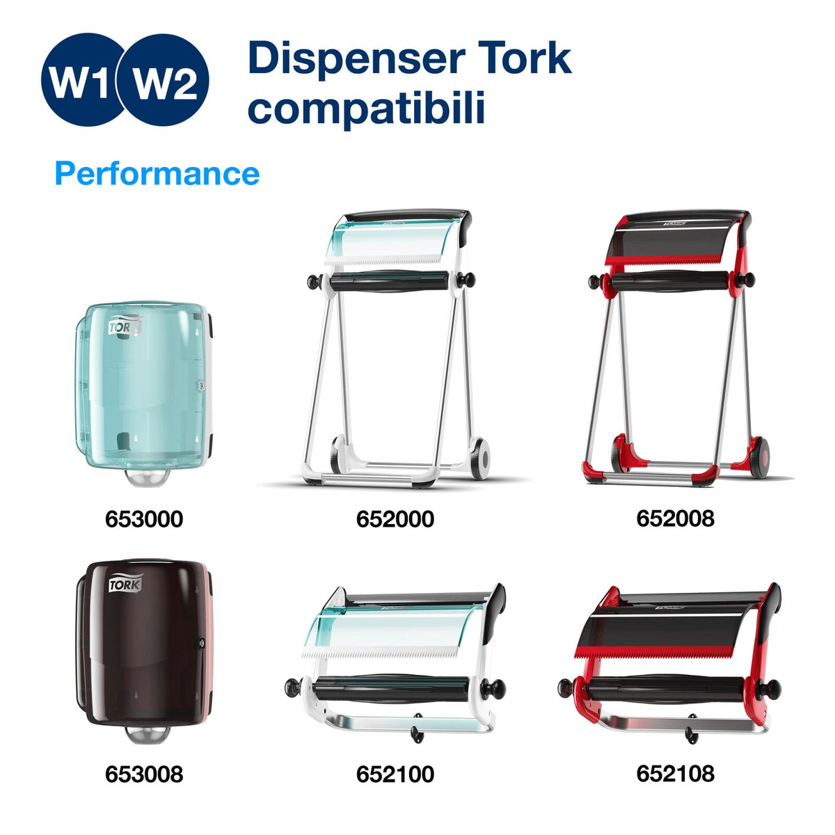 Tork Carta asciugatutto Combi Roll, bianca, W1/2, resistente, 2 rotoli da 184 m, 509255