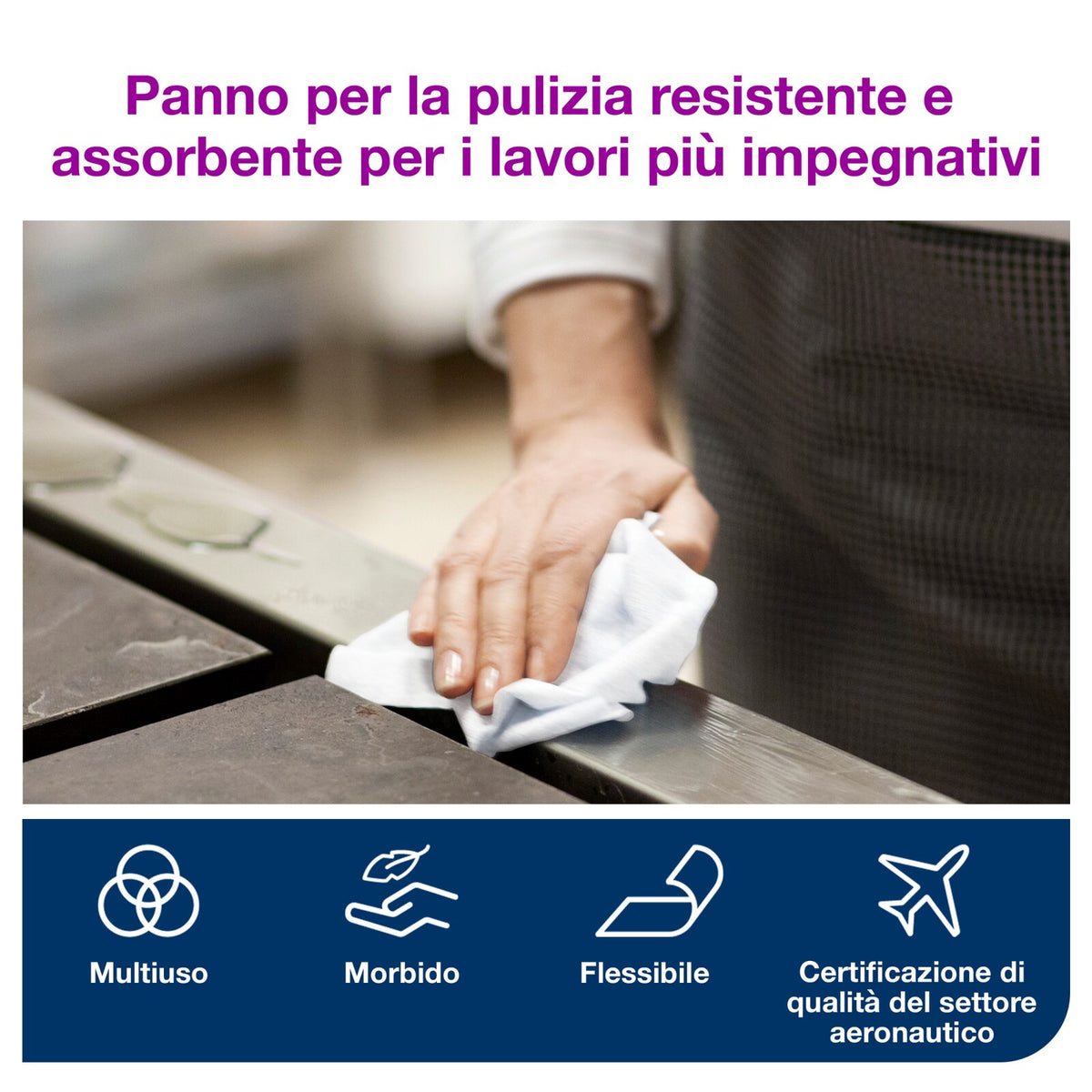 Tork Panni per pulizia, bianchi, W1/2/3, per uso ripetuto, 1 confezione da 400 panni, 510137