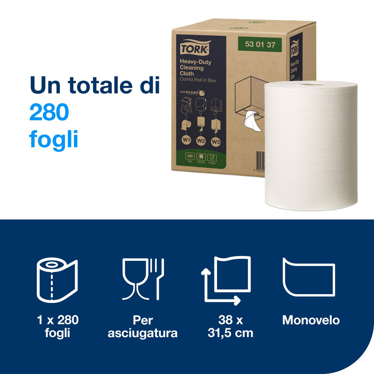 Tork Panno per pulizia ultraresistente bianco, W1/2/3