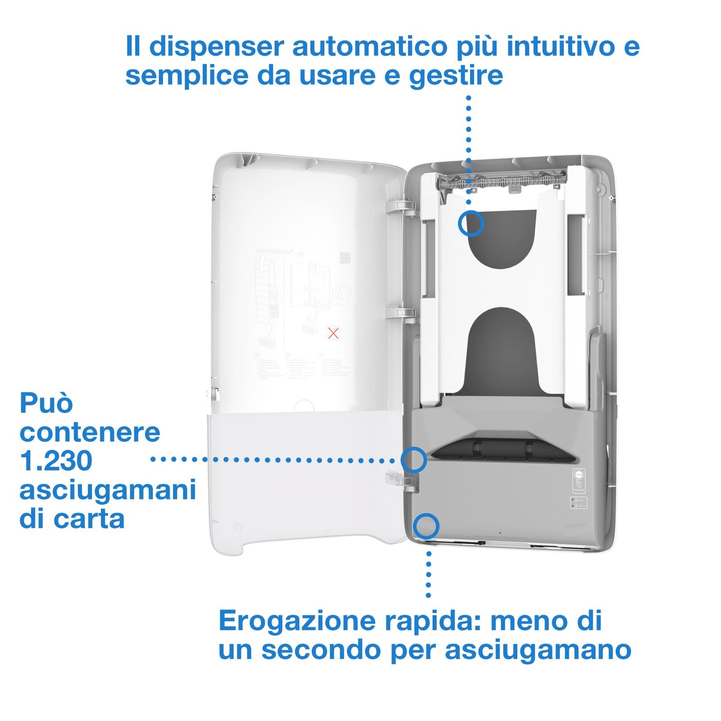 Tork PeakServe®Dispenser automatico salviette bagno da parete a erogazione continua bianco H5