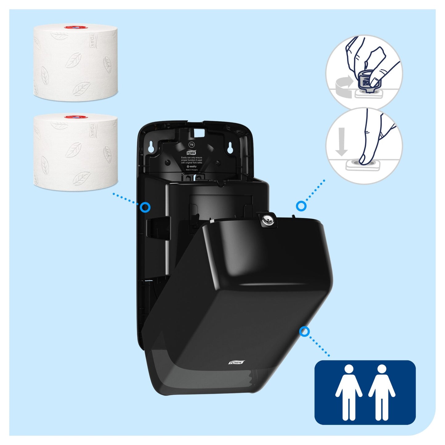 Tork Dispenser doppio rotolo carta igienica Mid-Size
