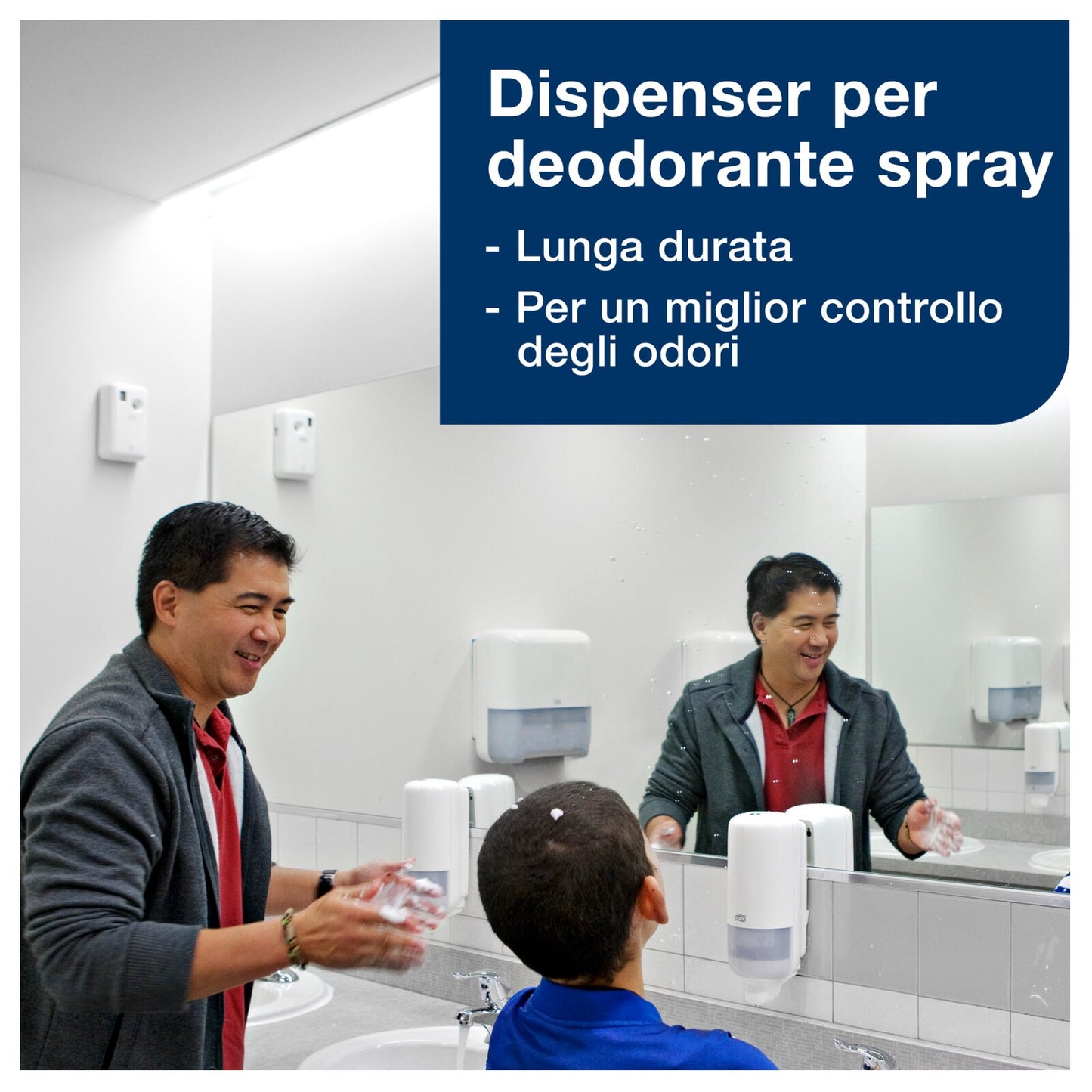Tork Dispenser deodorante per ambienti spray, bianco, A1, ricarica rapida, linea Elevation, 562000, 6 confezioni