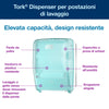 Tork Dispenser a parete di carta assorbente da cucina per postazioni di lavaggio, bianco e azzurro, W6, resistente all'acqua, 651420