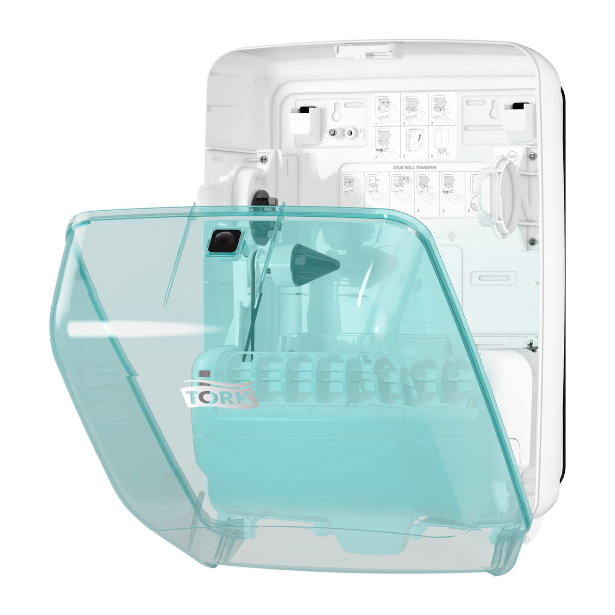 Tork Dispenser a parete di carta assorbente da cucina per postazioni di lavaggio, bianco e azzurro, W6, resistente all'acqua, 651420